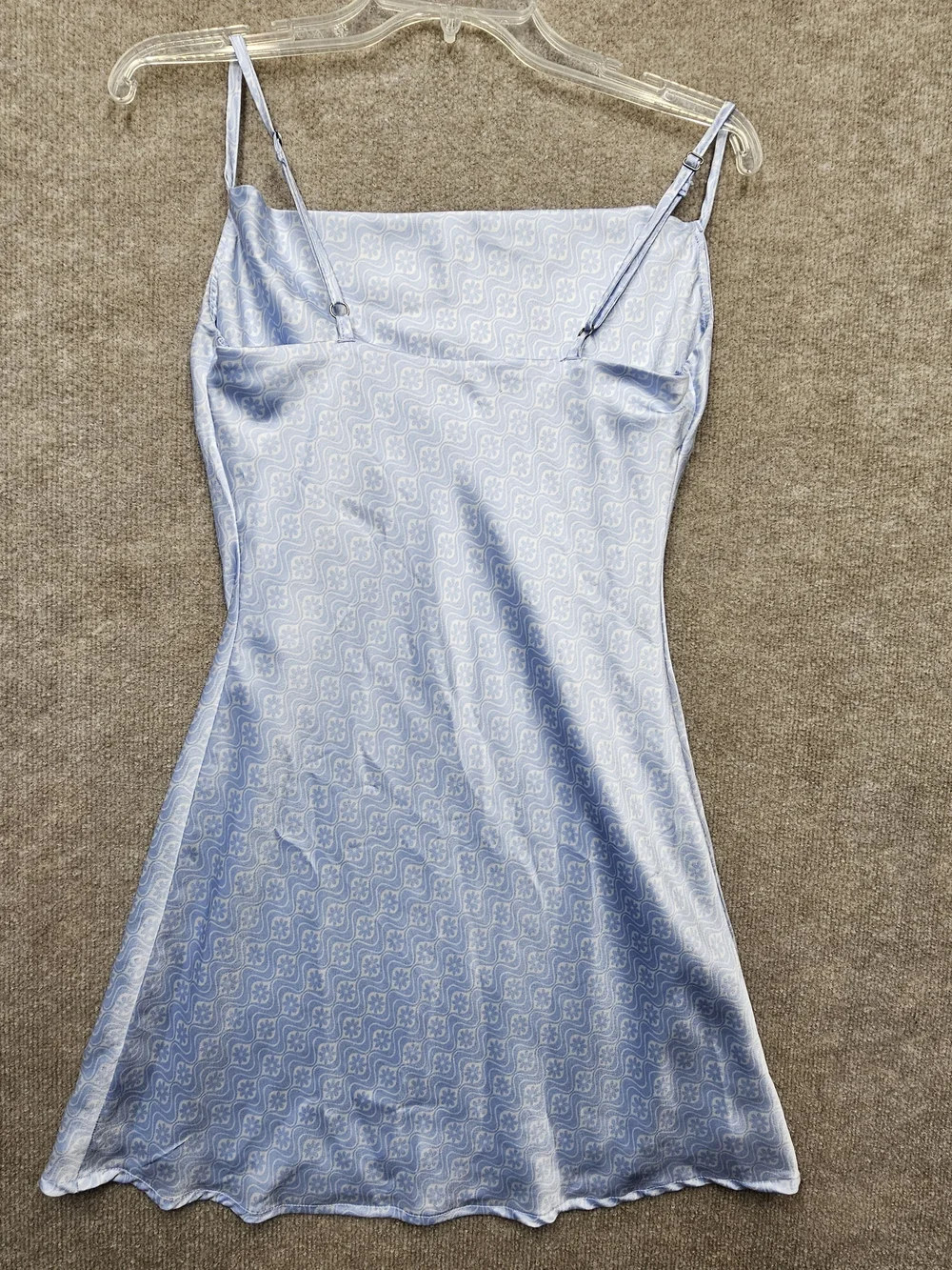 Hollister Silky Blue Slip Dress XS Cowl Neck Adjustable Straps Y2K Mini Satin - Picture 9 of 13